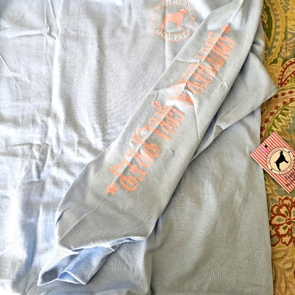 Southern Girl Prep Southern State of Mind long sleeve top size M light blue NWT - Picture 5 of 10